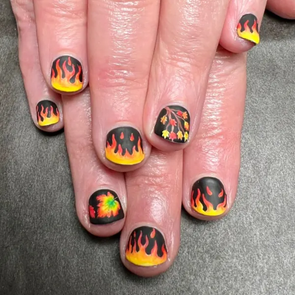 Flame nail art
