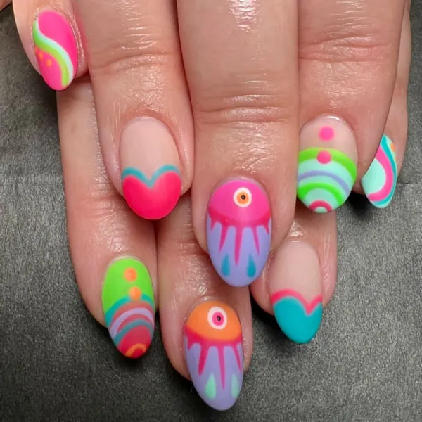 Bright floral nail art