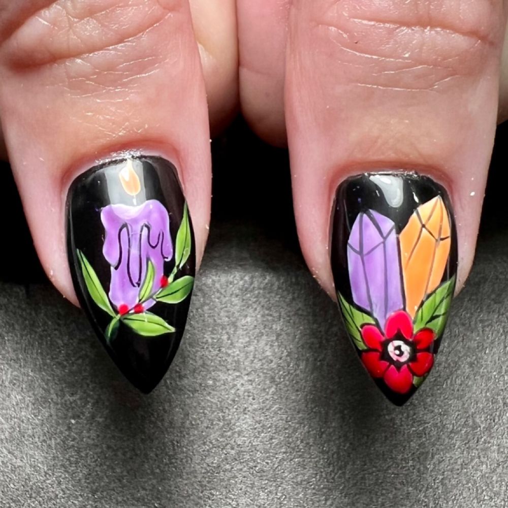 Purple tulip nail art